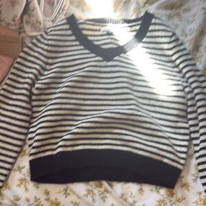 american eagle Striped V-Neck Sweater